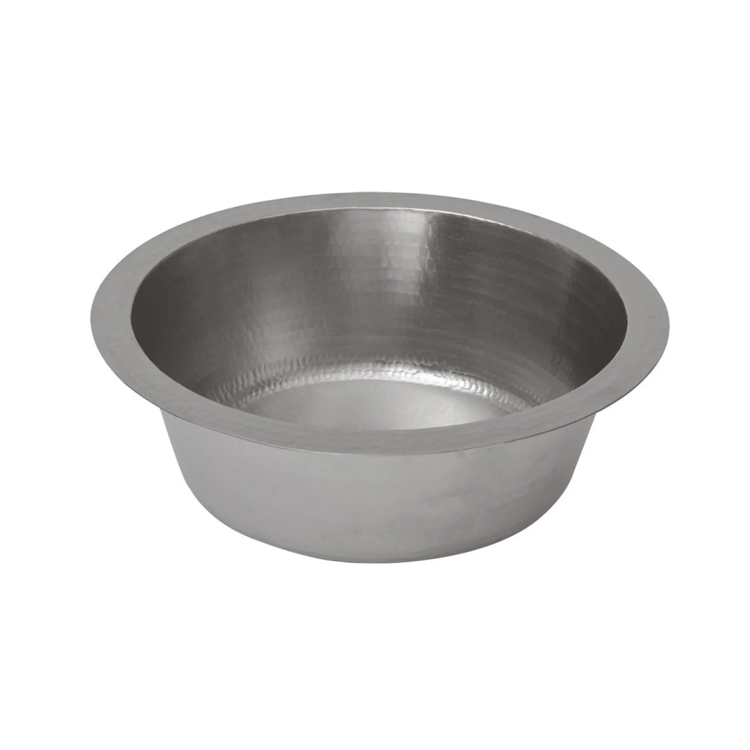 Premier Copper Products 14" Round Hammered Copper Bar Sink in Nickel with 2" Drain Size