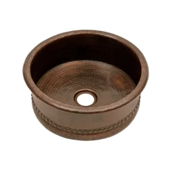 Premier Copper Products 15" Round Bar Vessel Tub Sink with 2" Drain Size