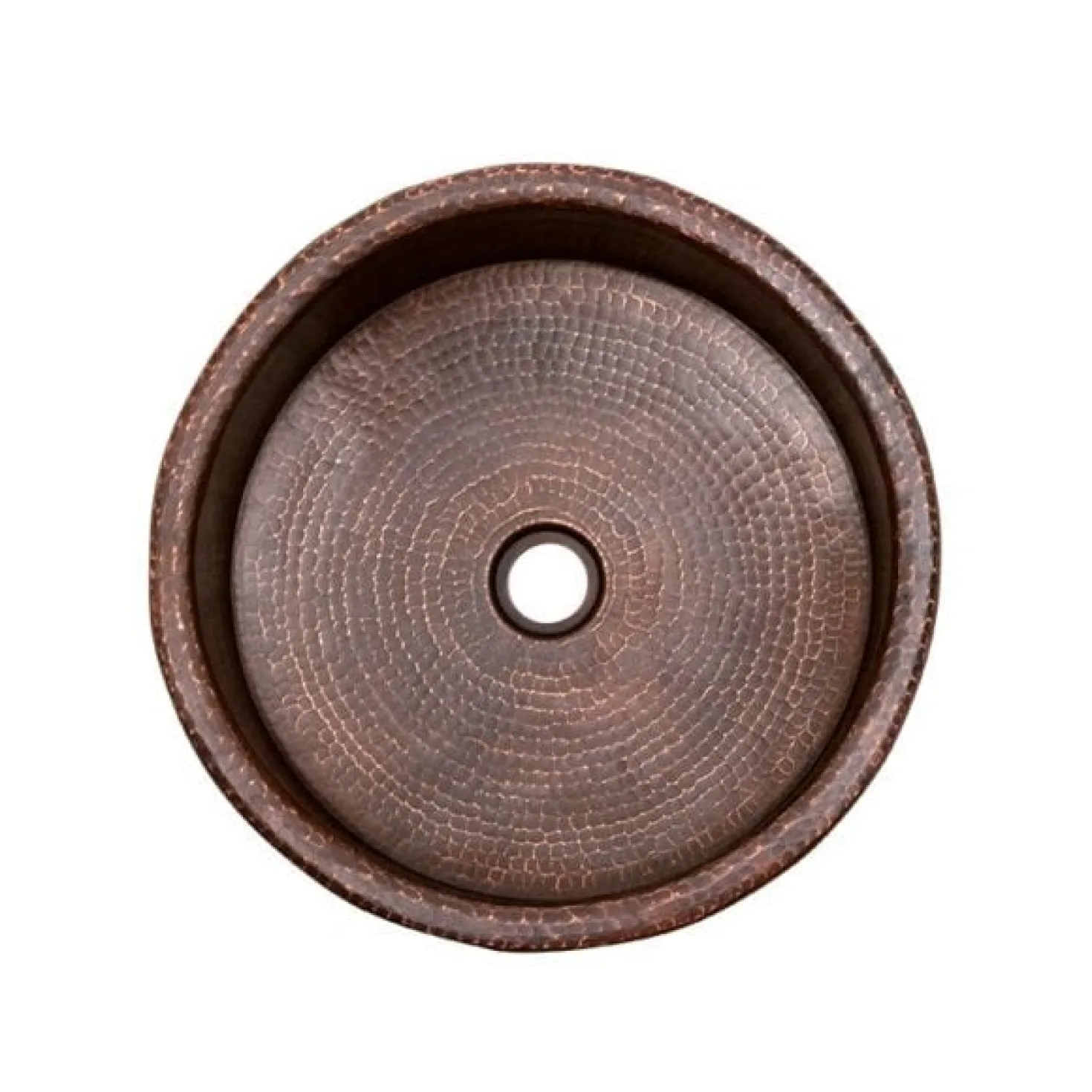 Premier Copper Products 15" Round Vessel Tub Hammered Copper Sink