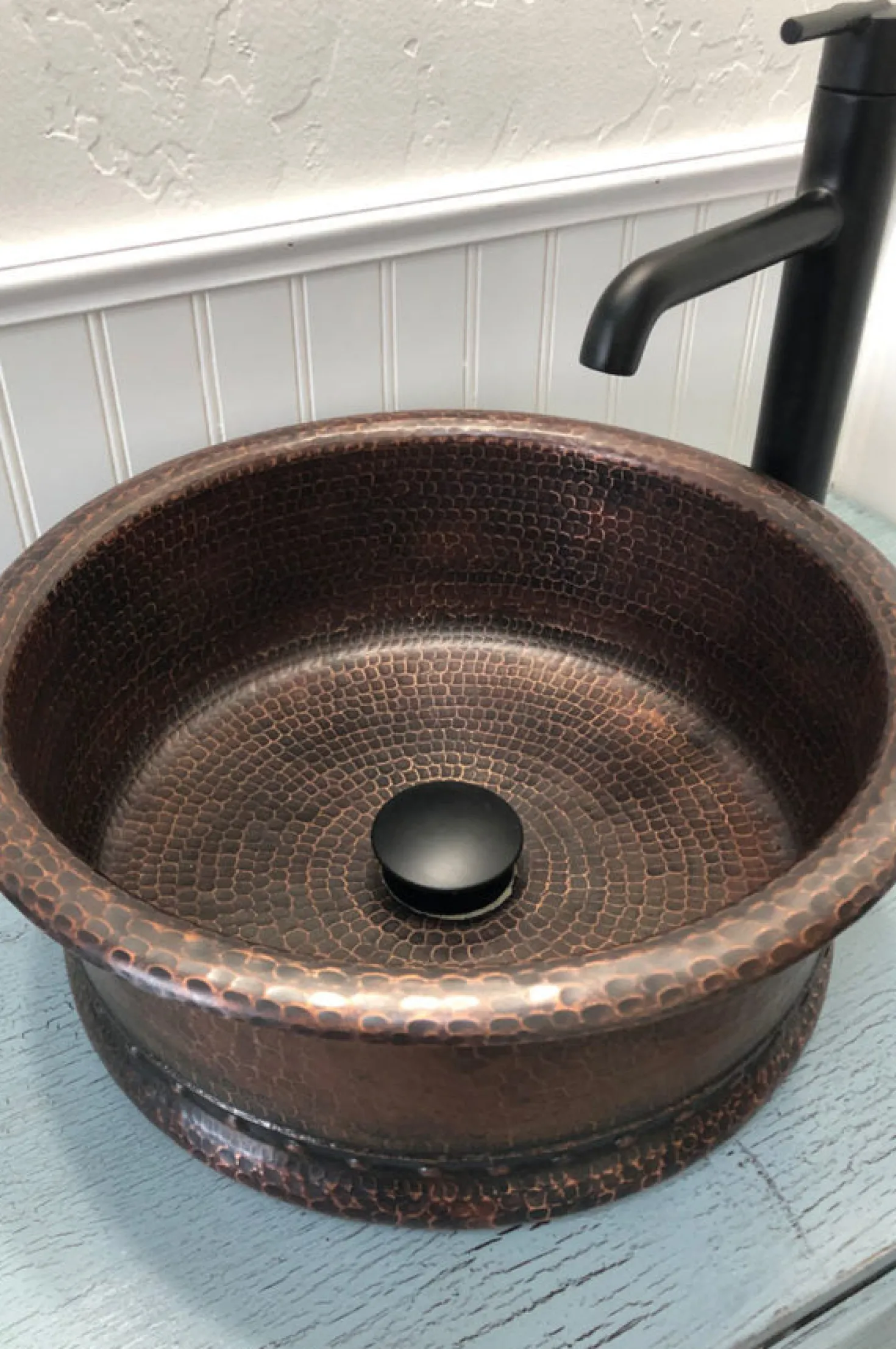 Premier Copper Products 15" Round Vessel Tub Hammered Copper Sink