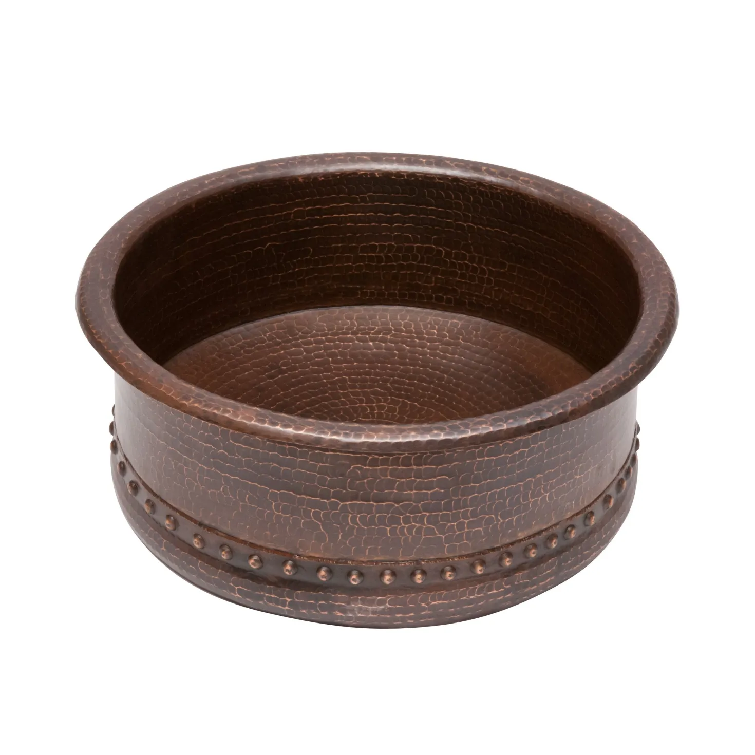 Premier Copper Products 15" Round Vessel Tub Hammered Copper Sink