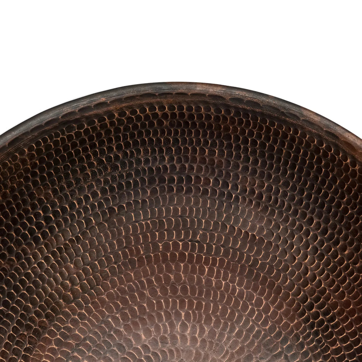 Premier Copper Products 15" Round Wired Rim Vessel Hammered Copper Sink