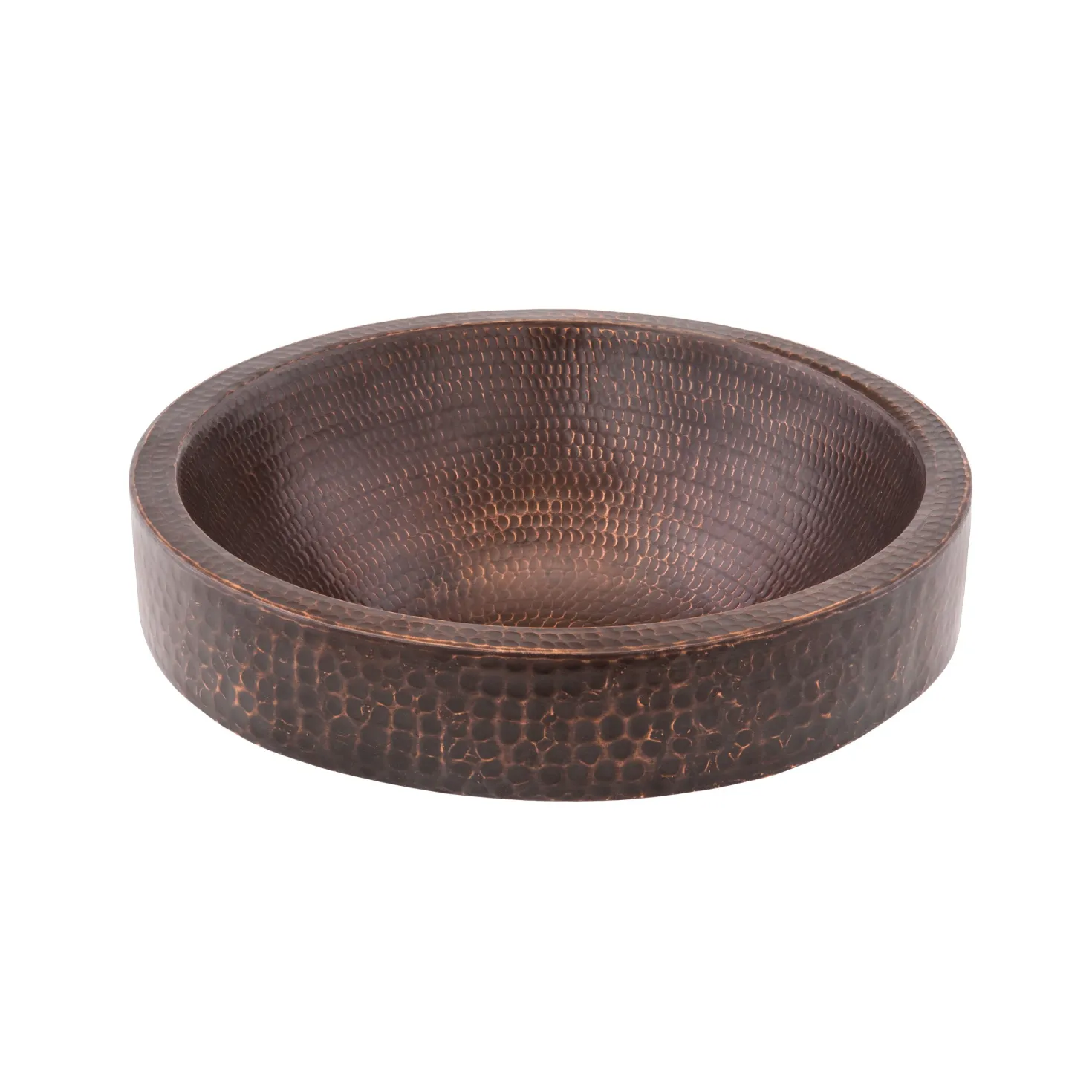 Premier Copper Products 15" Small Round Skirted Vessel Hammered Copper Sink