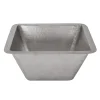 Premier Copper Products 15" Square Hammered Copper Bar/Prep Sink in Nickel with 3.5" Drain Size