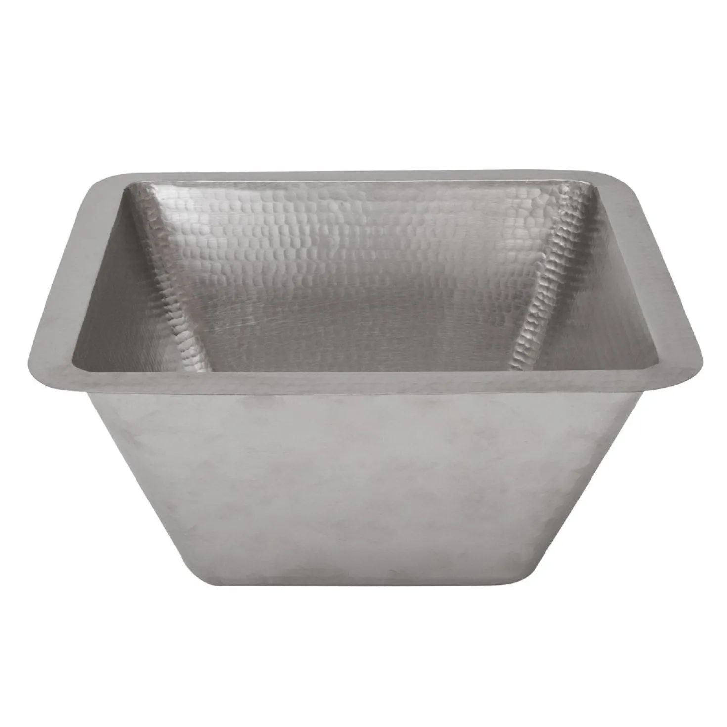 Premier Copper Products 15" Square Hammered Copper Bar/Prep Sink in Nickel with 3.5" Drain Size