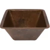 Premier Copper Products 15" Square Hammered Copper Bar/Prep Sink with 3.5" Drain Size