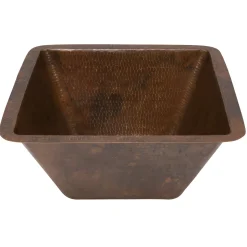 Premier Copper Products 15" Square Hammered Copper Bar/Prep Sink with 3.5" Drain Size