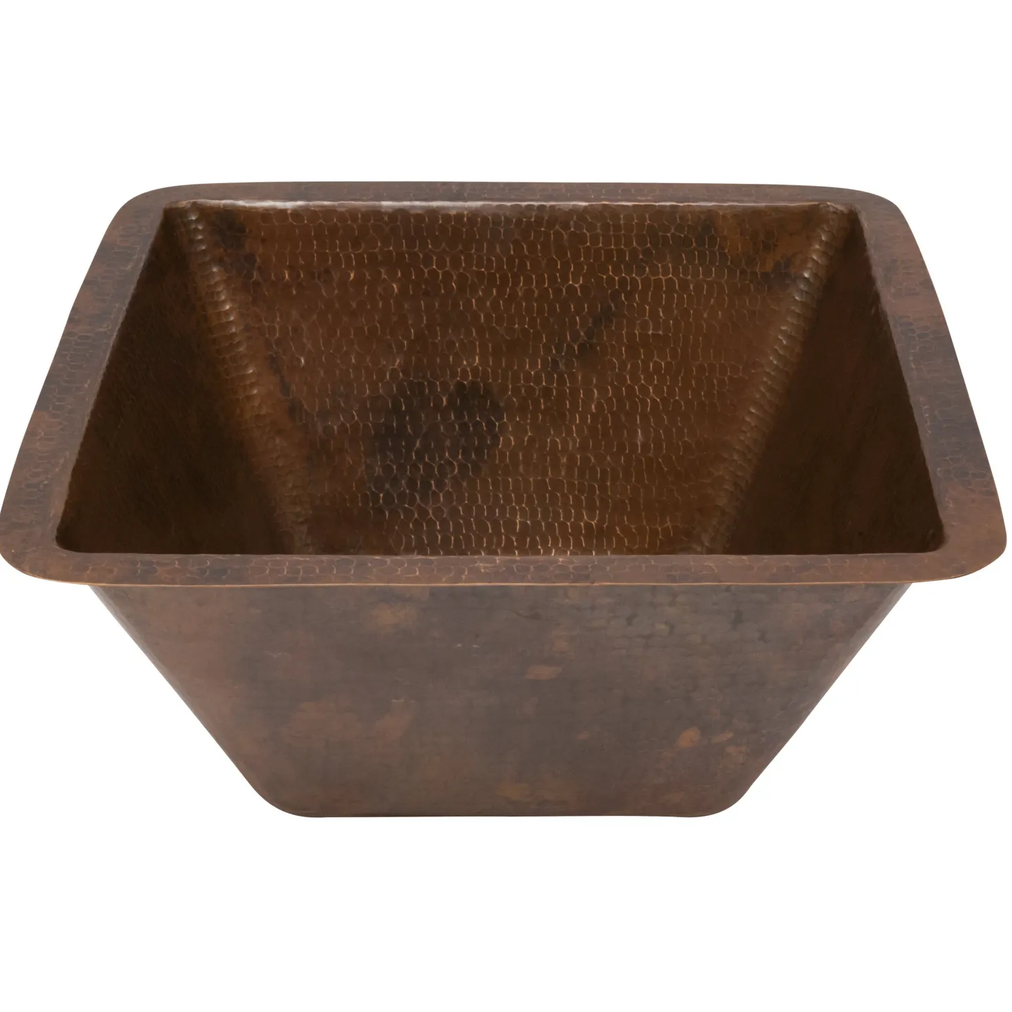 Premier Copper Products 15" Square Hammered Copper Bar/Prep Sink with 3.5" Drain Size