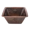 Premier Copper Products 15" Square Fleur De Lis Copper Bar/Prep Sink with 3.5" Drain Size