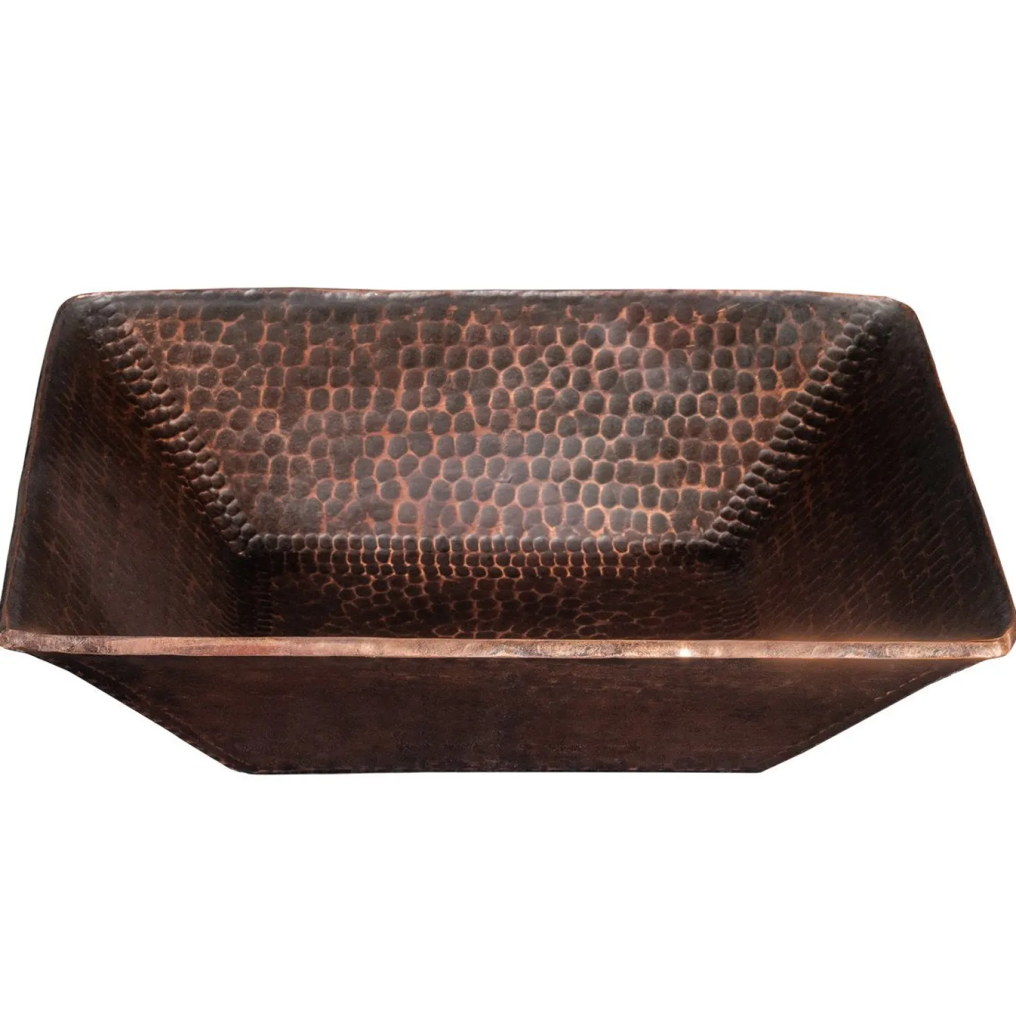Premier Copper Products 14" Square Hand Forged Old World Copper Vessel Sink