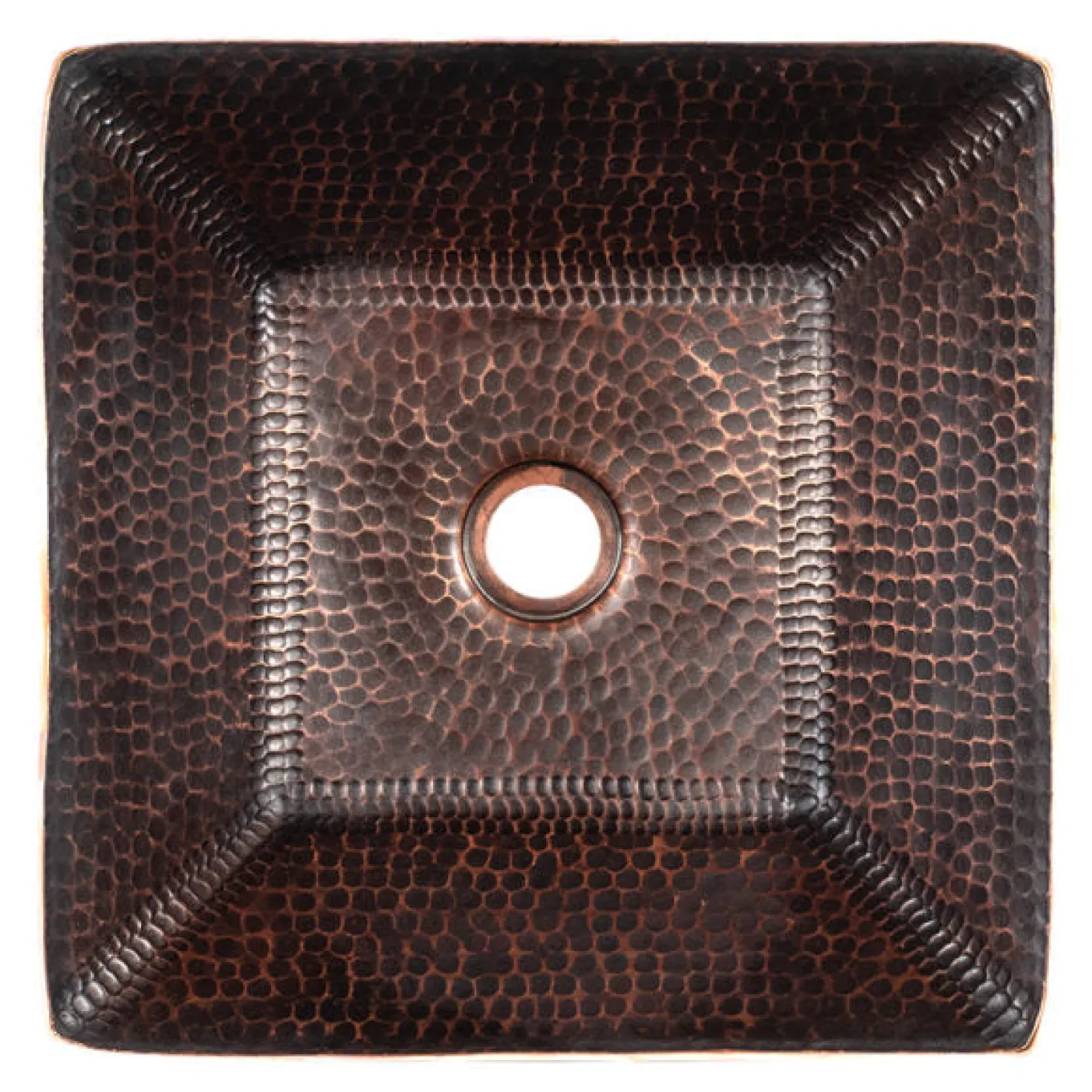 Premier Copper Products 14" Square Hand Forged Old World Copper Vessel Sink