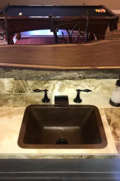 Premier Copper Products 17" x 12" Rectangle Copper Bar Sink with 2" Drain