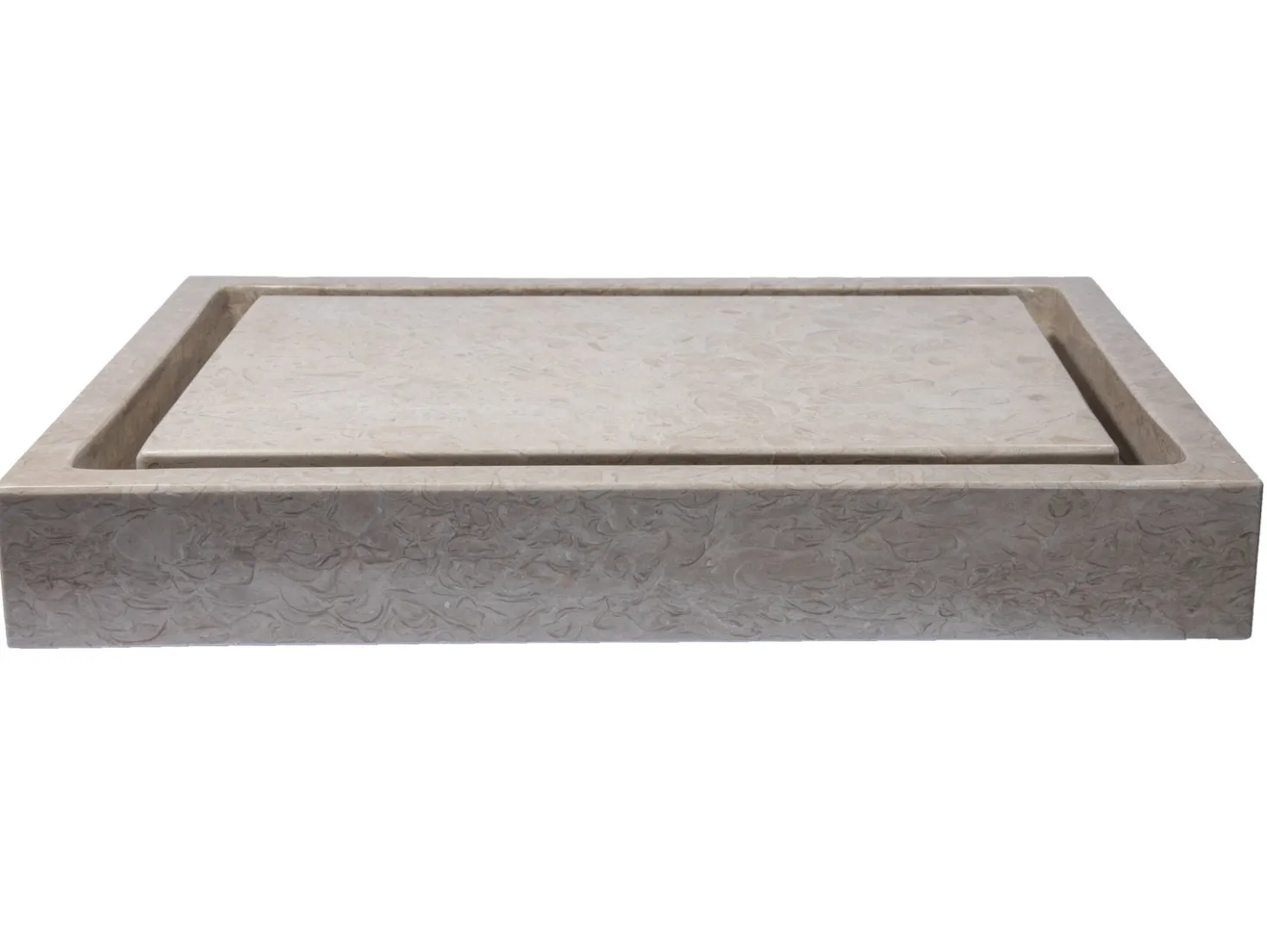 Rectangular Infinity Pool Sink in Polished Penny Grey Marble