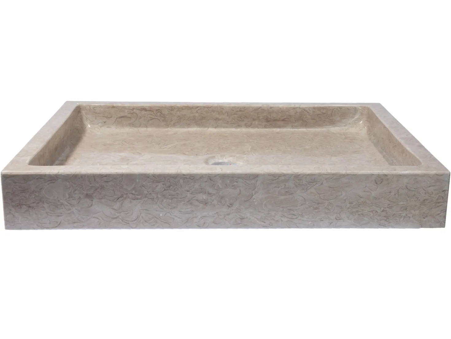 Rectangular Infinity Pool Sink in Polished Penny Grey Marble