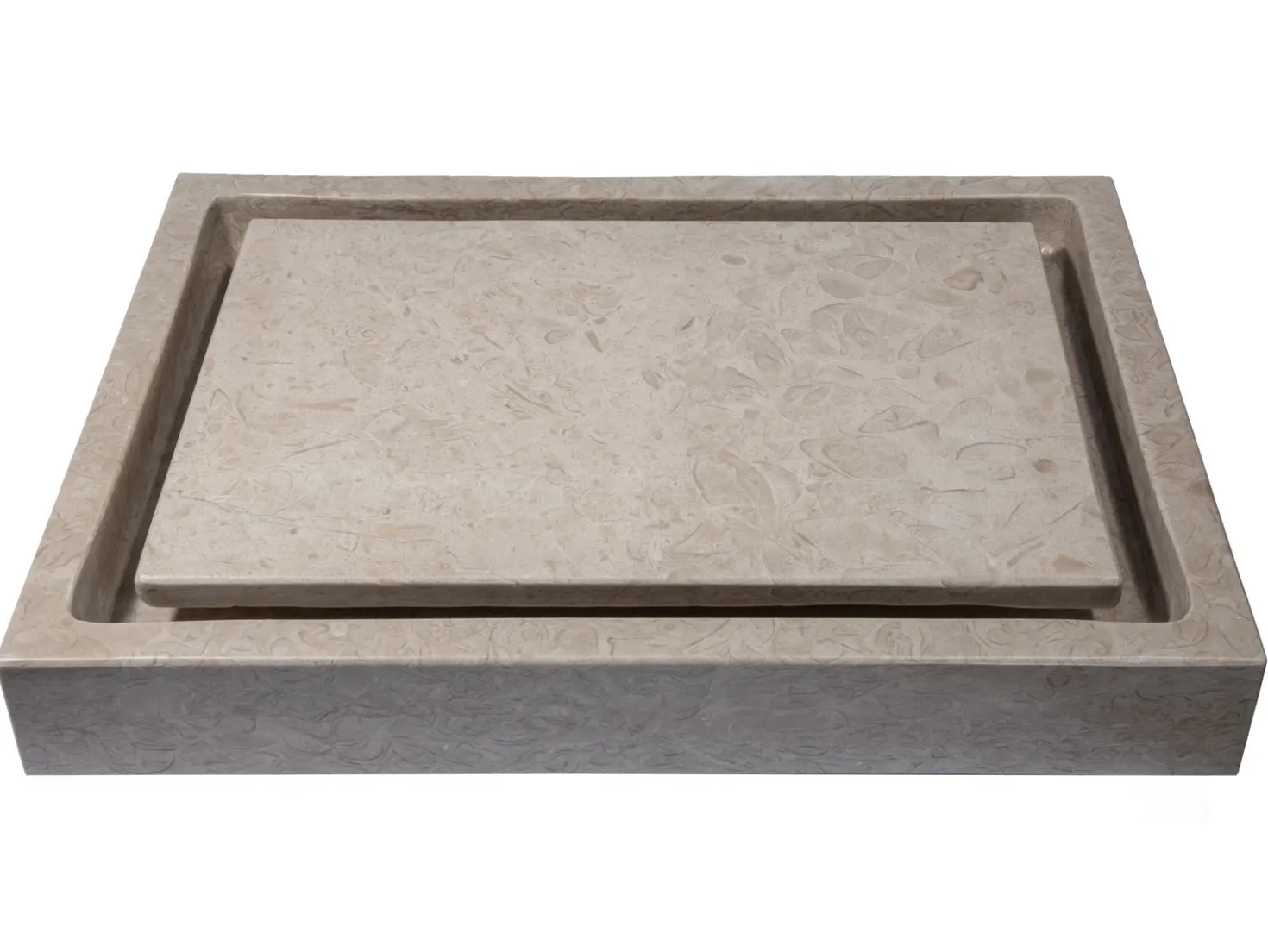Rectangular Infinity Pool Sink in Polished Penny Grey Marble