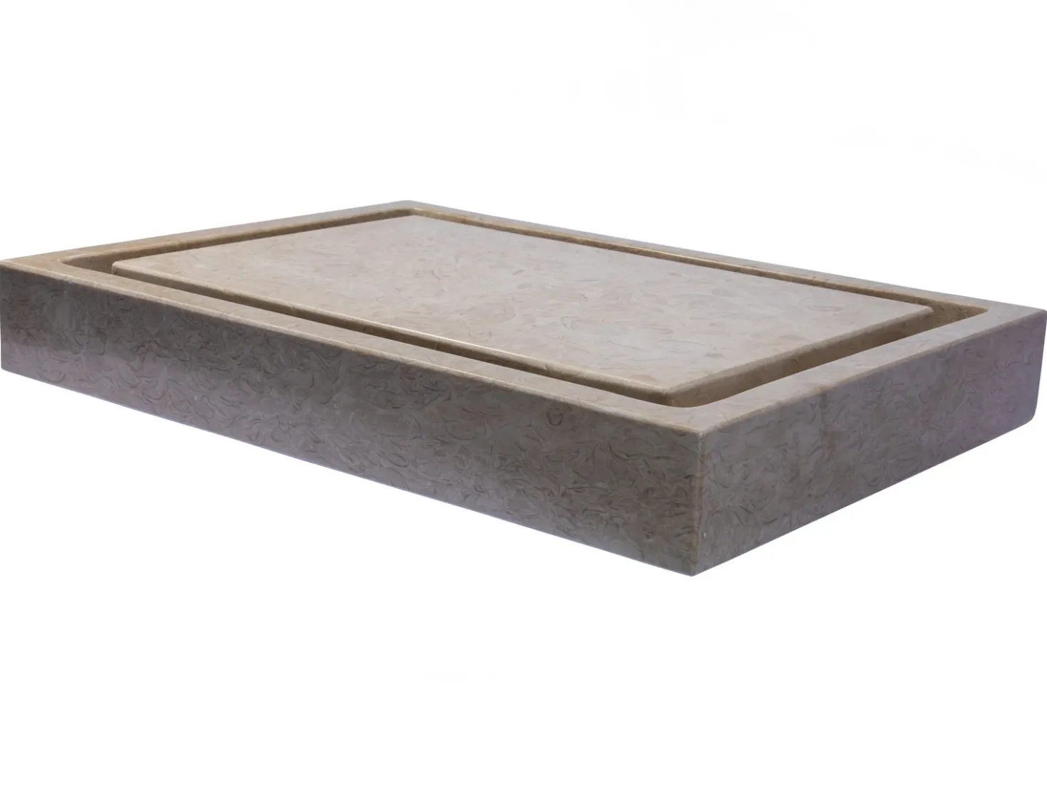 Rectangular Infinity Pool Sink in Polished Penny Grey Marble