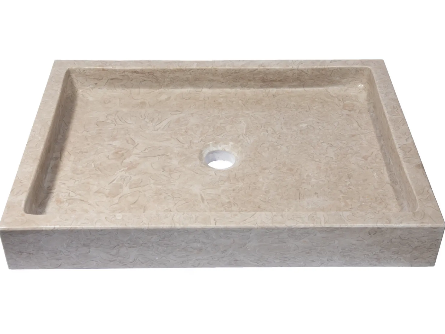 Rectangular Infinity Pool Sink in Polished Penny Grey Marble