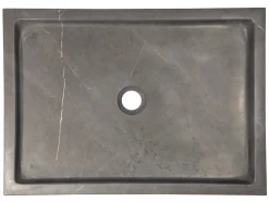 Rectangular Infinity Pool Sink in Honed Pietra Grey Marble