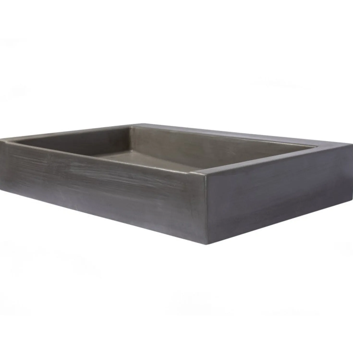 Rectangular Sloped Concrete Vessel Sink in Dark Gray