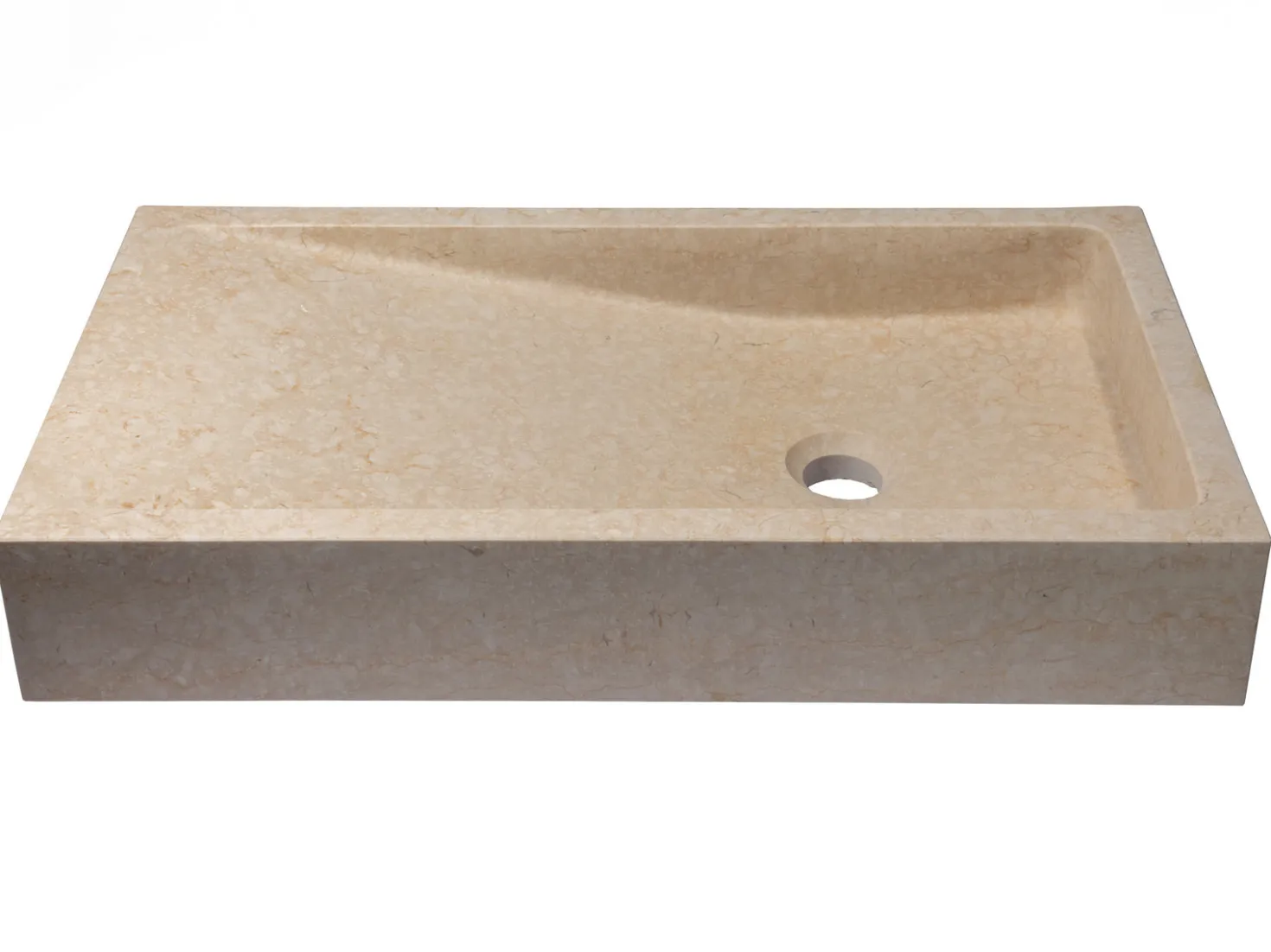 Rectangular Slopes Vessel Sink in Honed Galala Beige Marble