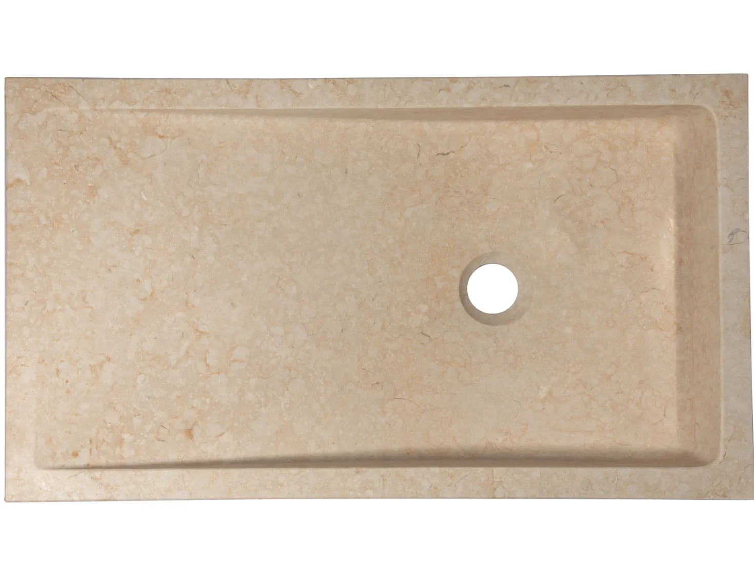 Rectangular Slopes Vessel Sink in Honed Galala Beige Marble