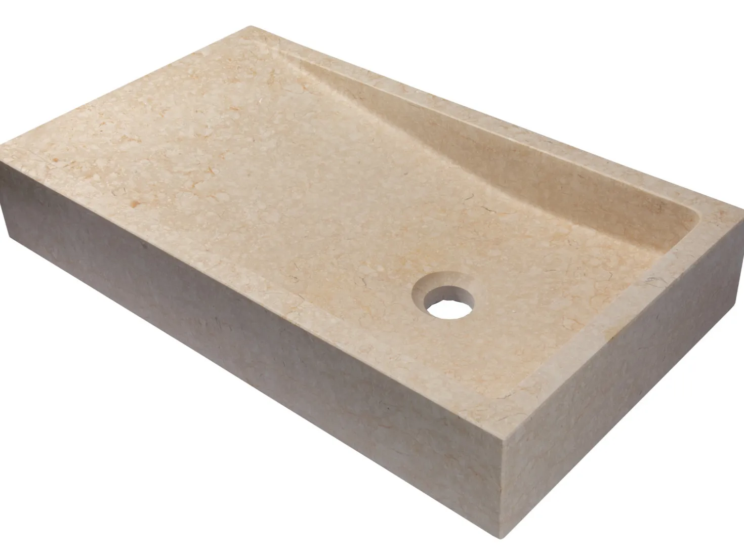 Rectangular Slopes Vessel Sink in Honed Galala Beige Marble