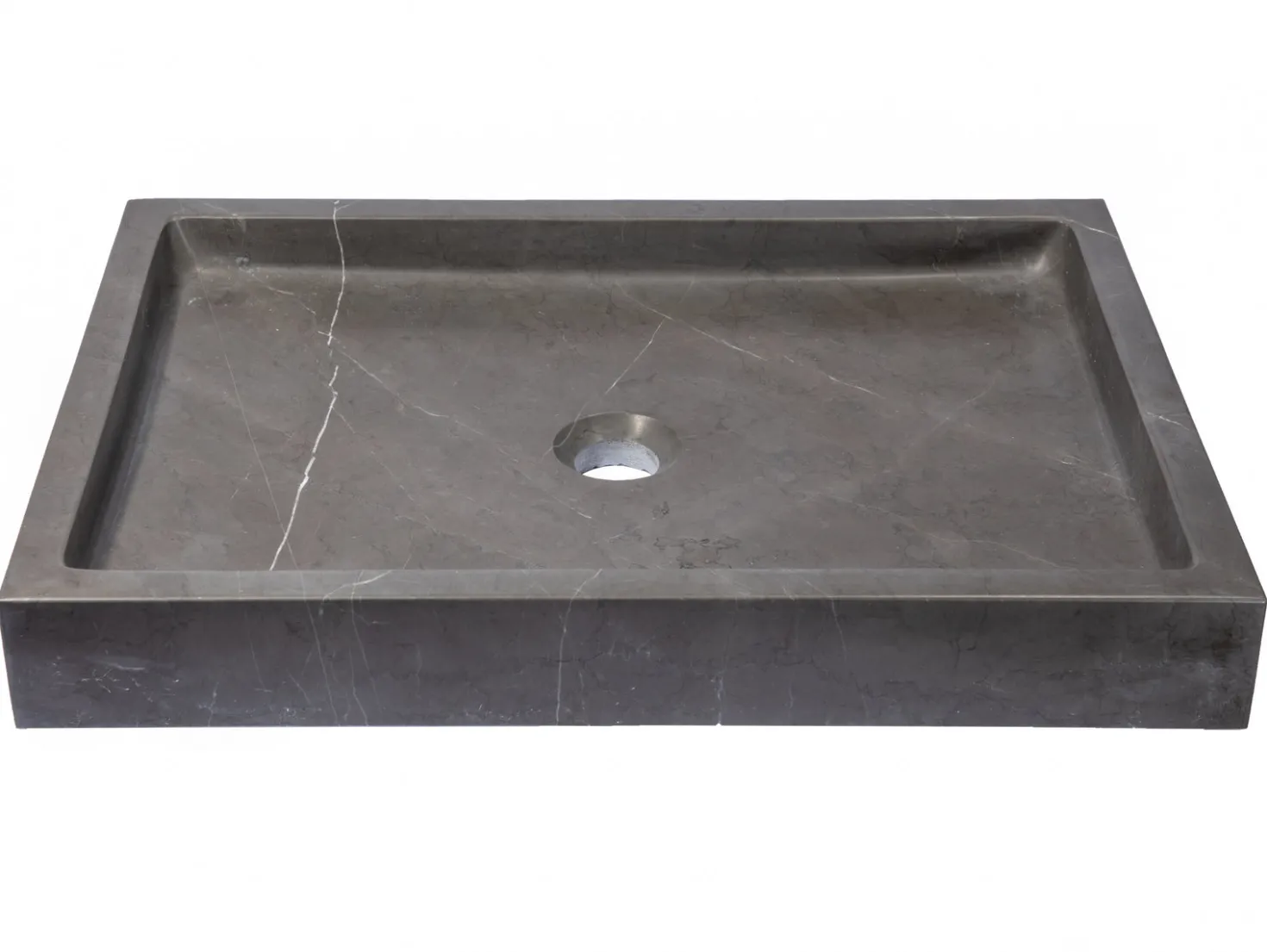 Rectangular Vessel Sink in Honed Pietra Grey Marble