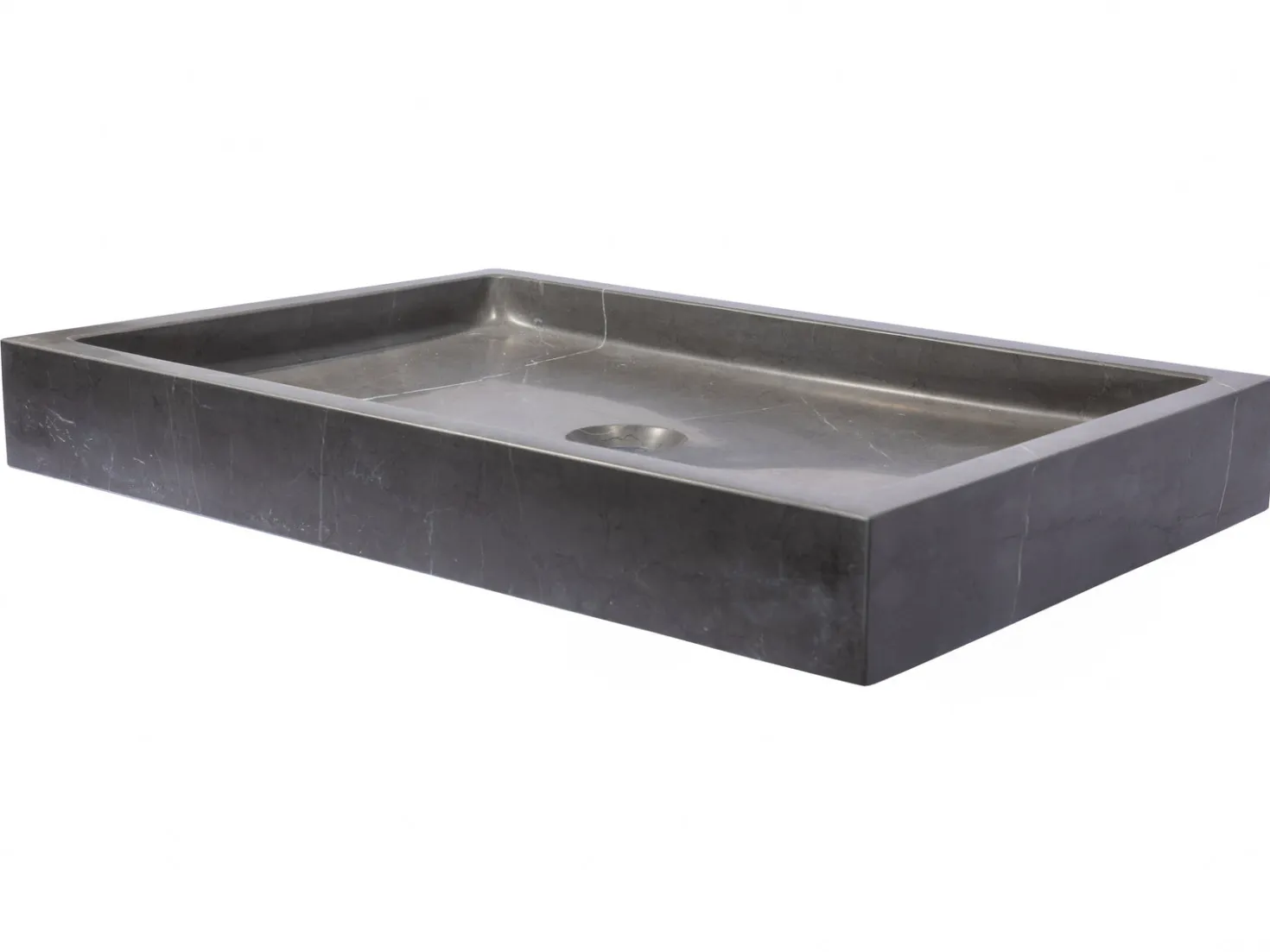 Rectangular Vessel Sink in Honed Pietra Grey Marble