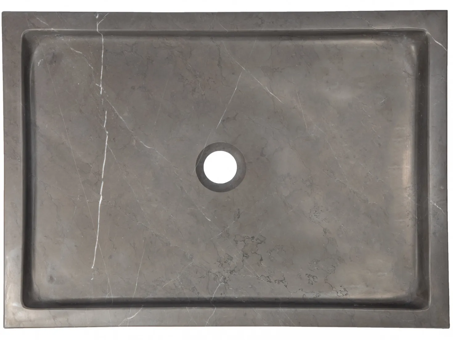 Rectangular Vessel Sink in Honed Pietra Grey Marble