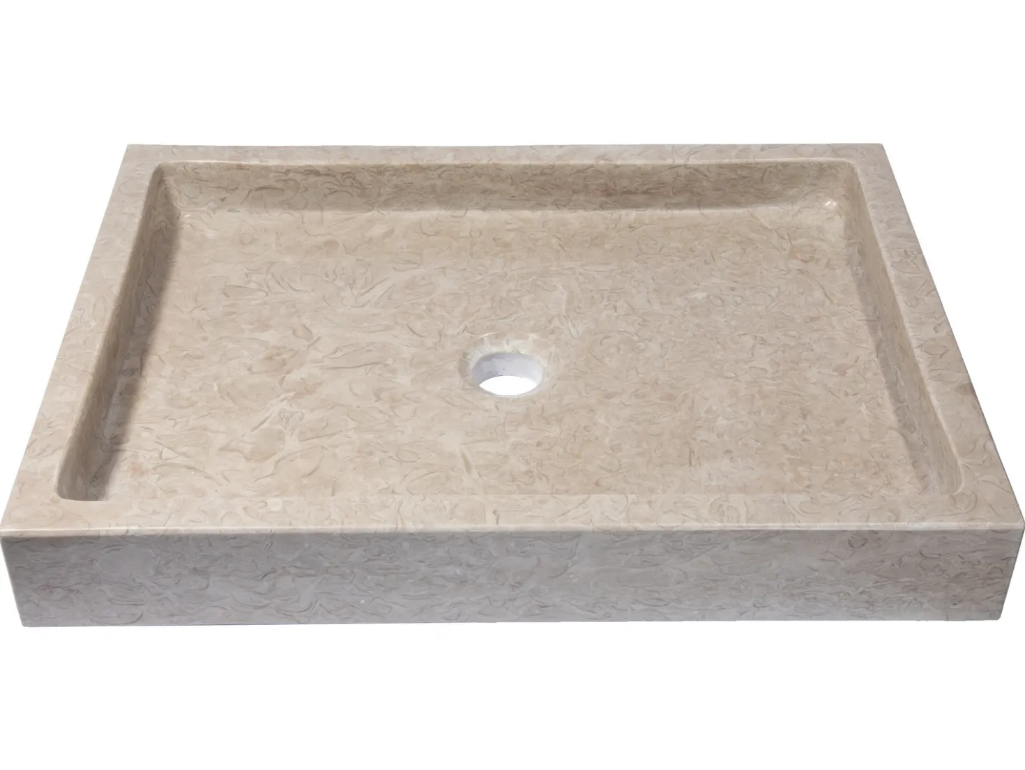 Rectangular Vessel Sink in Polished Penny Grey Marble