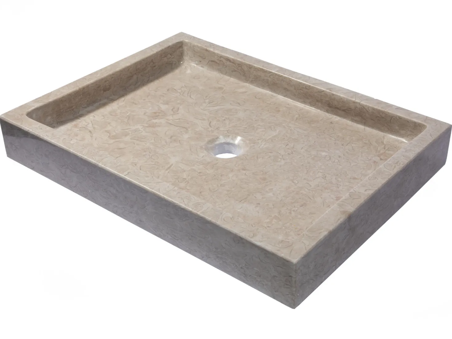 Rectangular Vessel Sink in Polished Penny Grey Marble