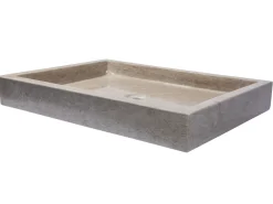 Rectangular Vessel Sink in Polished Penny Grey Marble