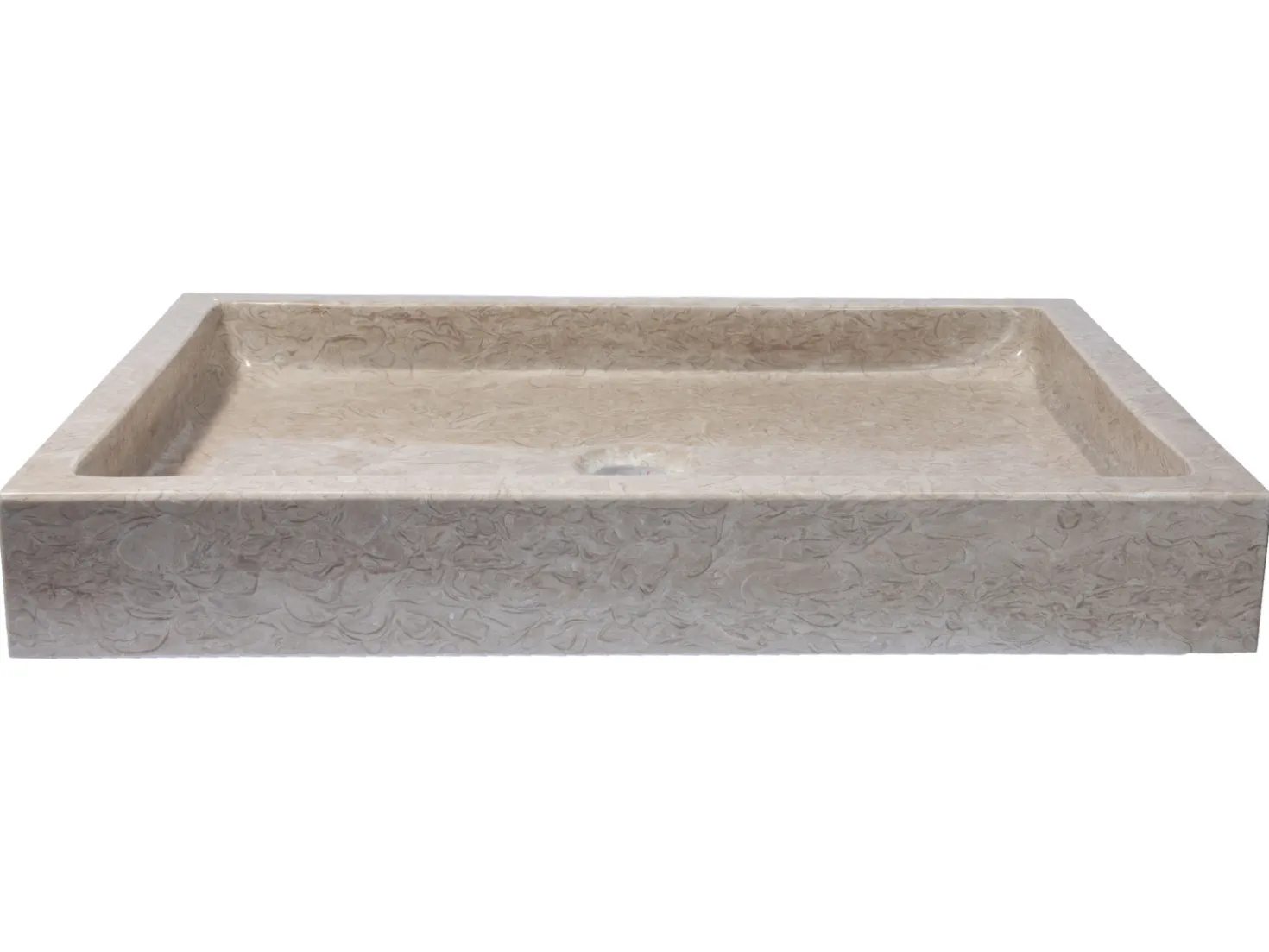 Rectangular Vessel Sink in Polished Penny Grey Marble