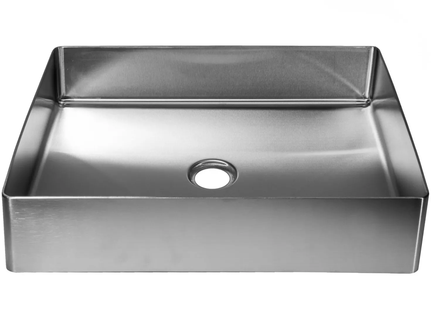 Rectangular 19" x 14 1/2" Stainless Steel Bathroom Vessel Sink with Drain in Silver