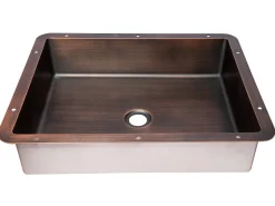 Rectangular 20" x 16" Stainless Steel Undermount Bathroom Sink with Drain in Bronze