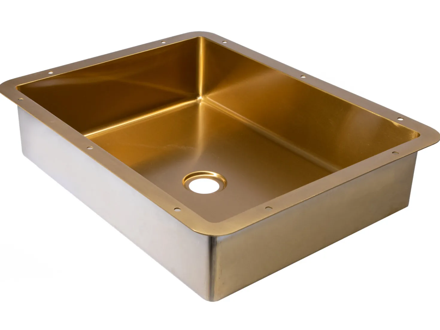 Rectangular 20" x 16" Stainless Steel Undermount Bathroom Sink with Drain in Gold