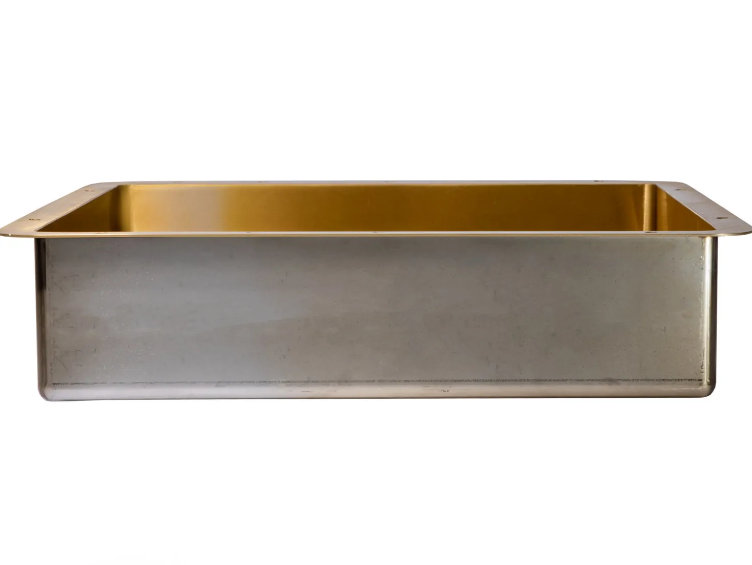 Rectangular 20" x 16" Stainless Steel Undermount Bathroom Sink with Drain in Gold