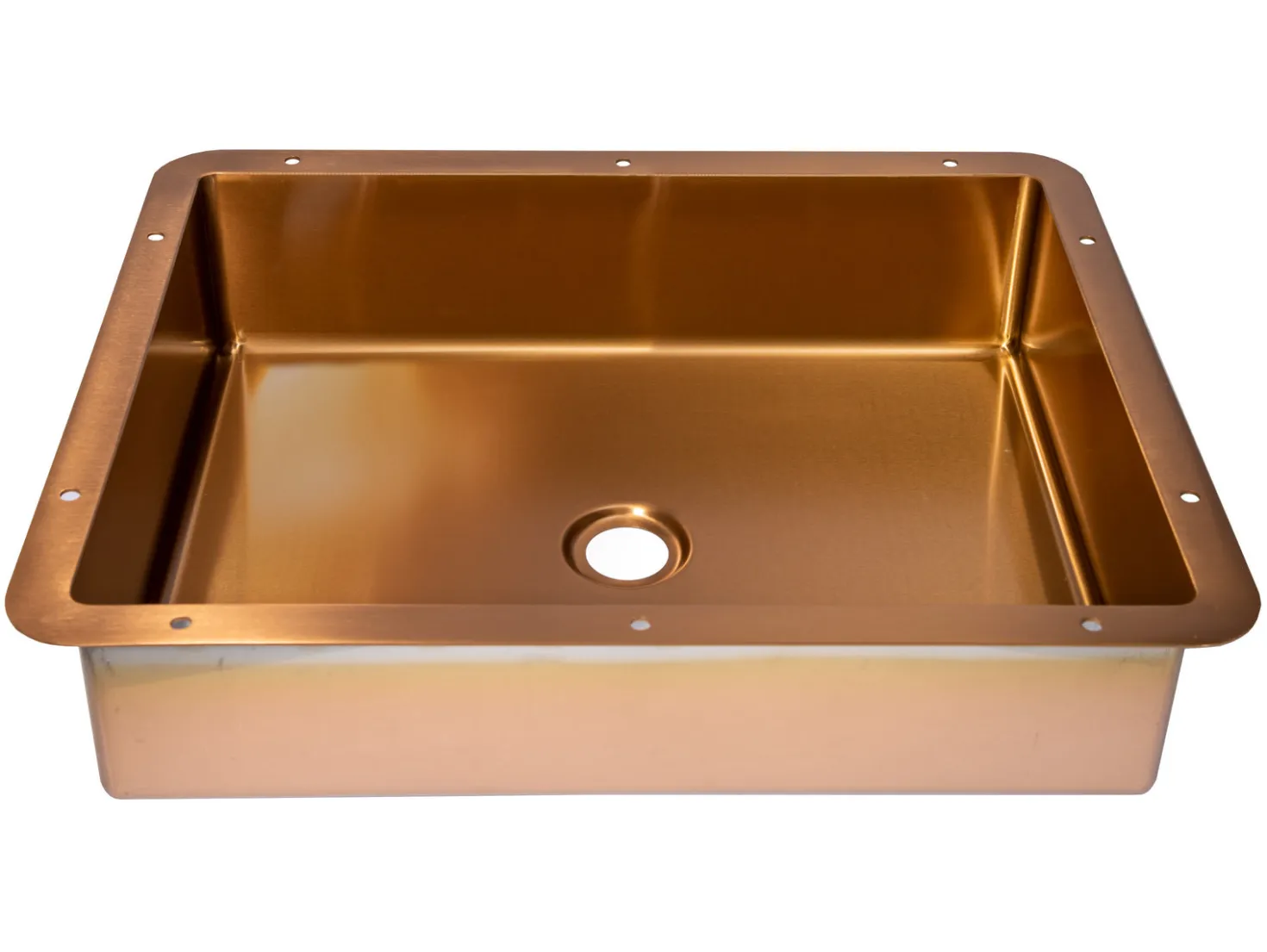 Rectangular 20" x 16" Stainless Steel Undermount Bathroom Sink with Drain in Rose Gold