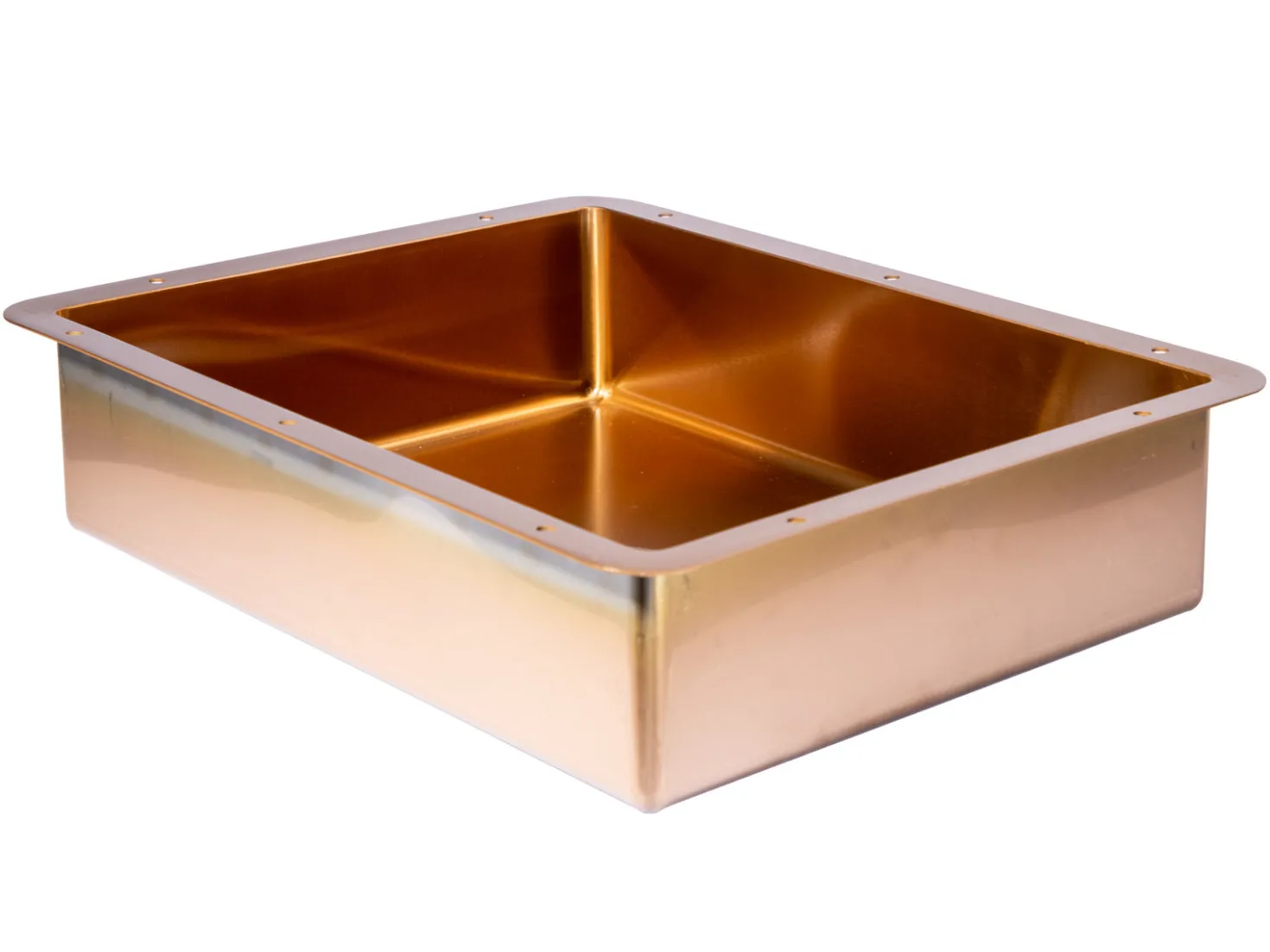 Rectangular 20" x 16" Stainless Steel Undermount Bathroom Sink with Drain in Rose Gold