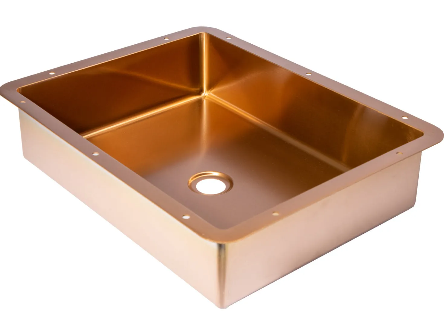 Rectangular 20" x 16" Stainless Steel Undermount Bathroom Sink with Drain in Rose Gold