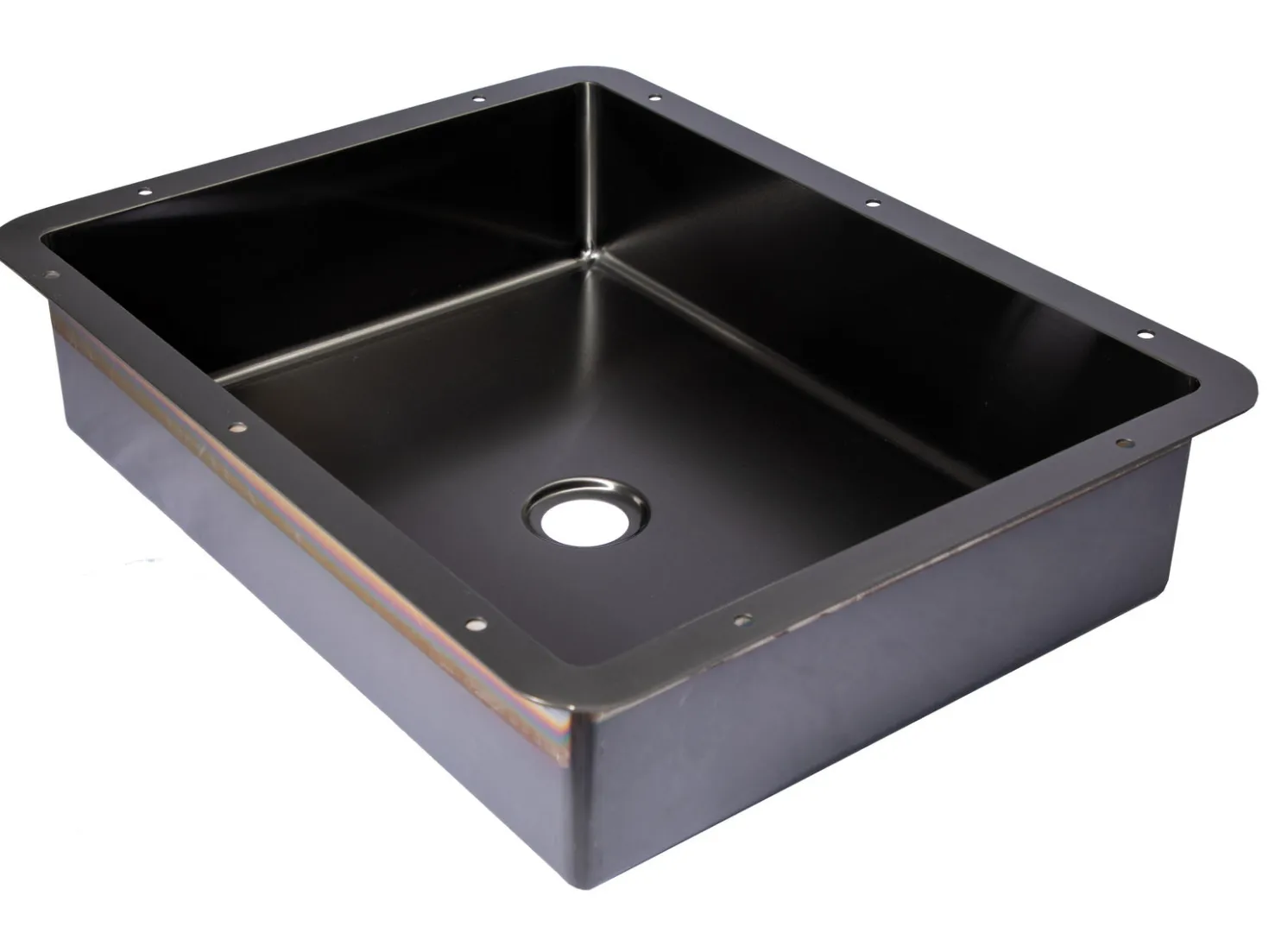 Rectangular 20" x 16" Stainless Steel Undermount Bathroom Sink with Drain in Black