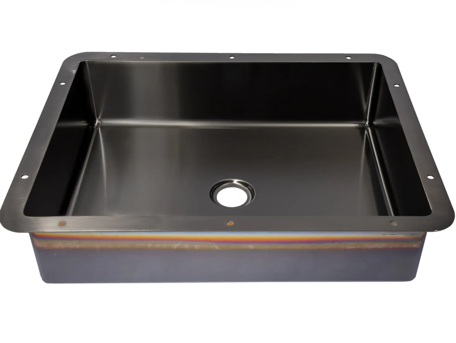 Rectangular 20" x 16" Stainless Steel Undermount Bathroom Sink with Drain in Black