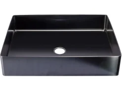 Rectangular 19 x 14 1/2" Stainless Steel Bathroom Vessel Sink with Drain in Black