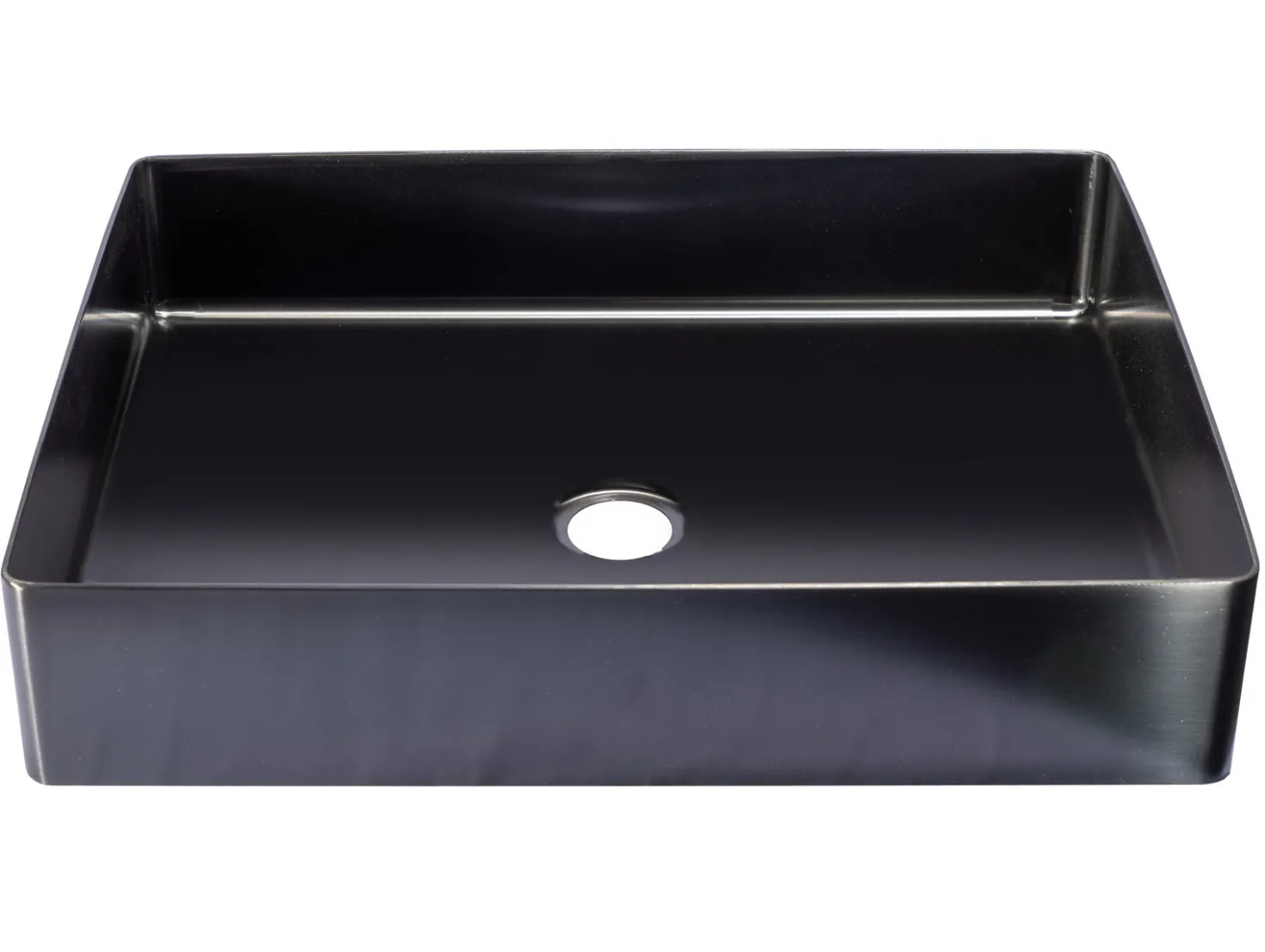 Rectangular 19 x 14 1/2" Stainless Steel Bathroom Vessel Sink with Drain in Black
