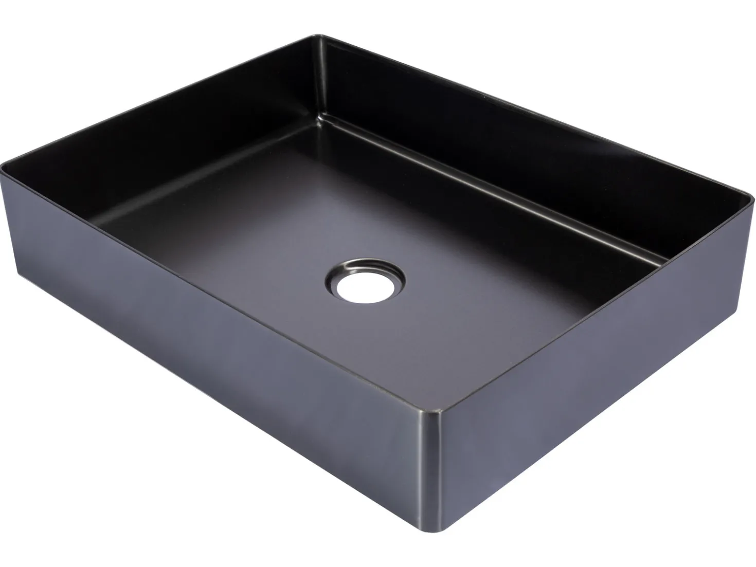 Rectangular 19 x 14 1/2" Stainless Steel Bathroom Vessel Sink with Drain in Black