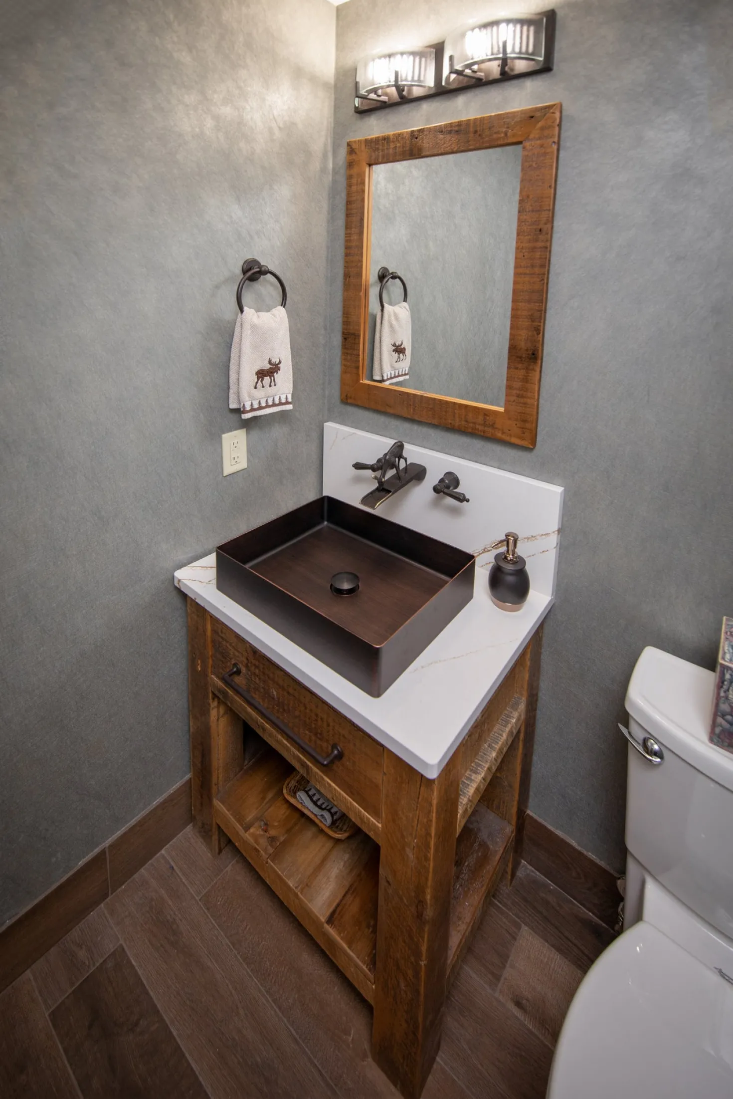 Rectangular 19 x 14 1/2" Stainless Steel Bathroom Vessel Sink with Drain in Bronze