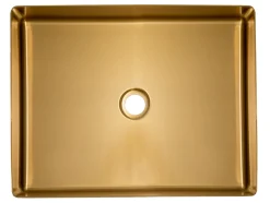 Rectangular 19" x 14 1/2" Stainless Steel Bathroom Vessel Sink with Drain in Gold