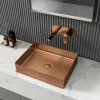 Rectangular 19" x 14 1/2" Stainless Steel Bathroom Vessel Sink with Drain in Rose Gold