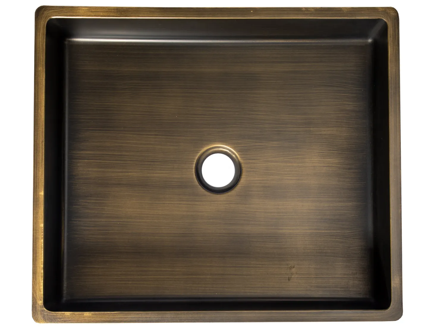 Rectangular 18 3/4" x 15 3/4" Thick Rim Stainless Steel Bathroom Vessel Sink with Drain in Antique Gold