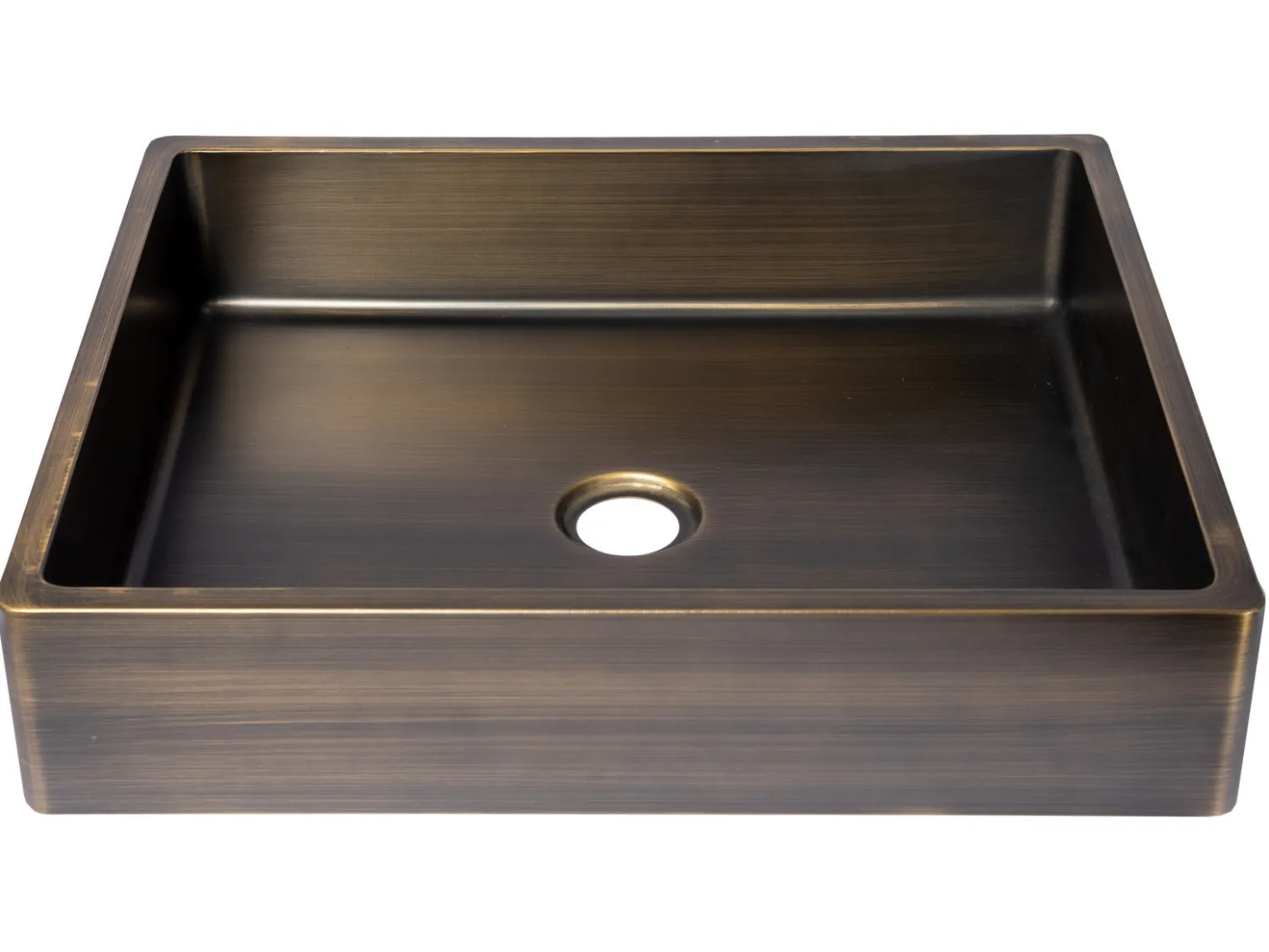 Rectangular 18 3/4" x 15 3/4" Thick Rim Stainless Steel Bathroom Vessel Sink with Drain in Antique Gold